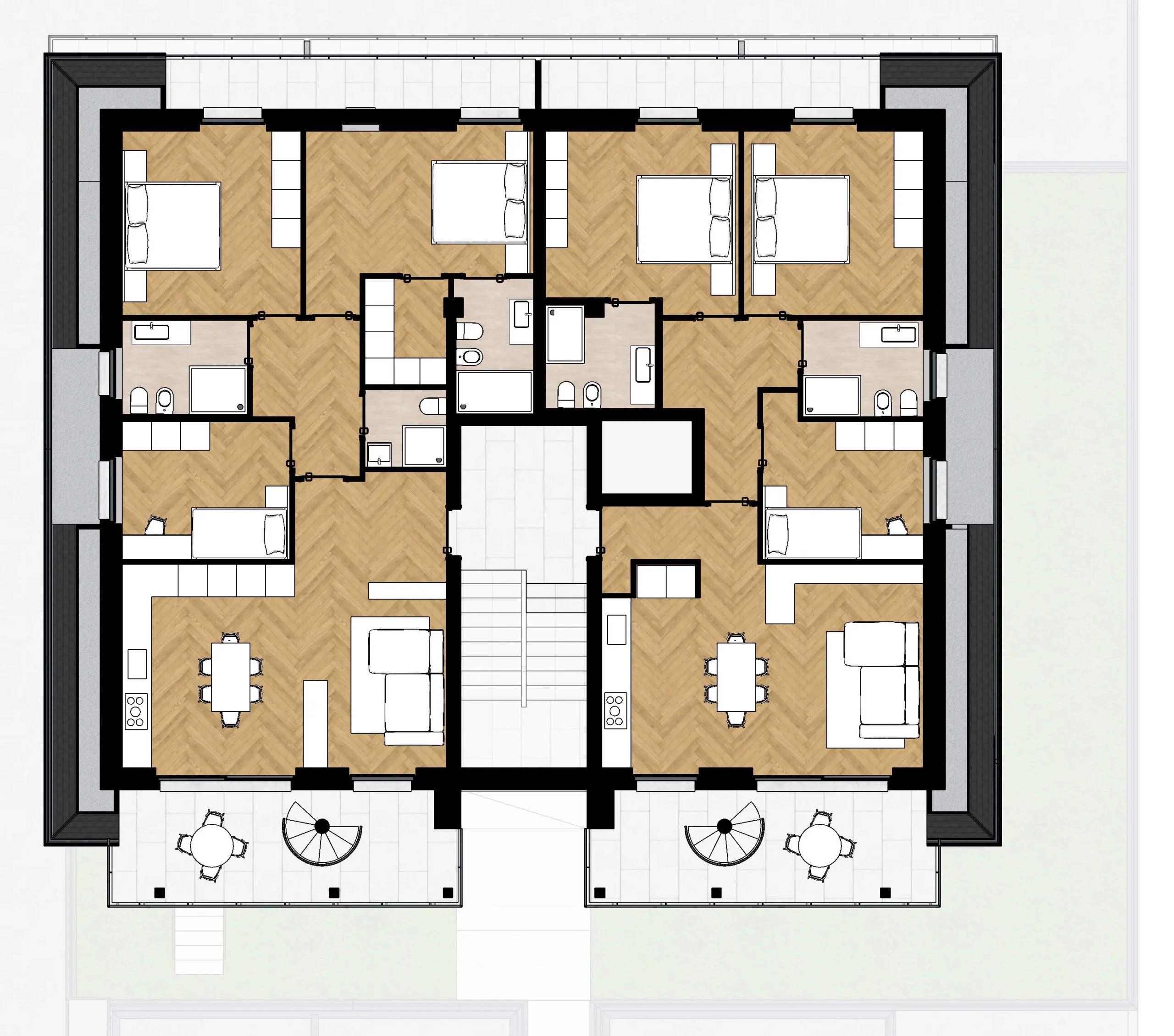 Planimetria piano terra con Appartamento 1, Residenza Ambra a Peschiera del Garda