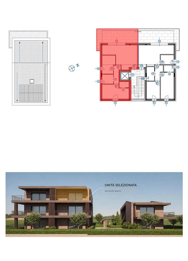 Planimetria appartamento 7 al secondo piano con ampio balcone, residenza Alvea