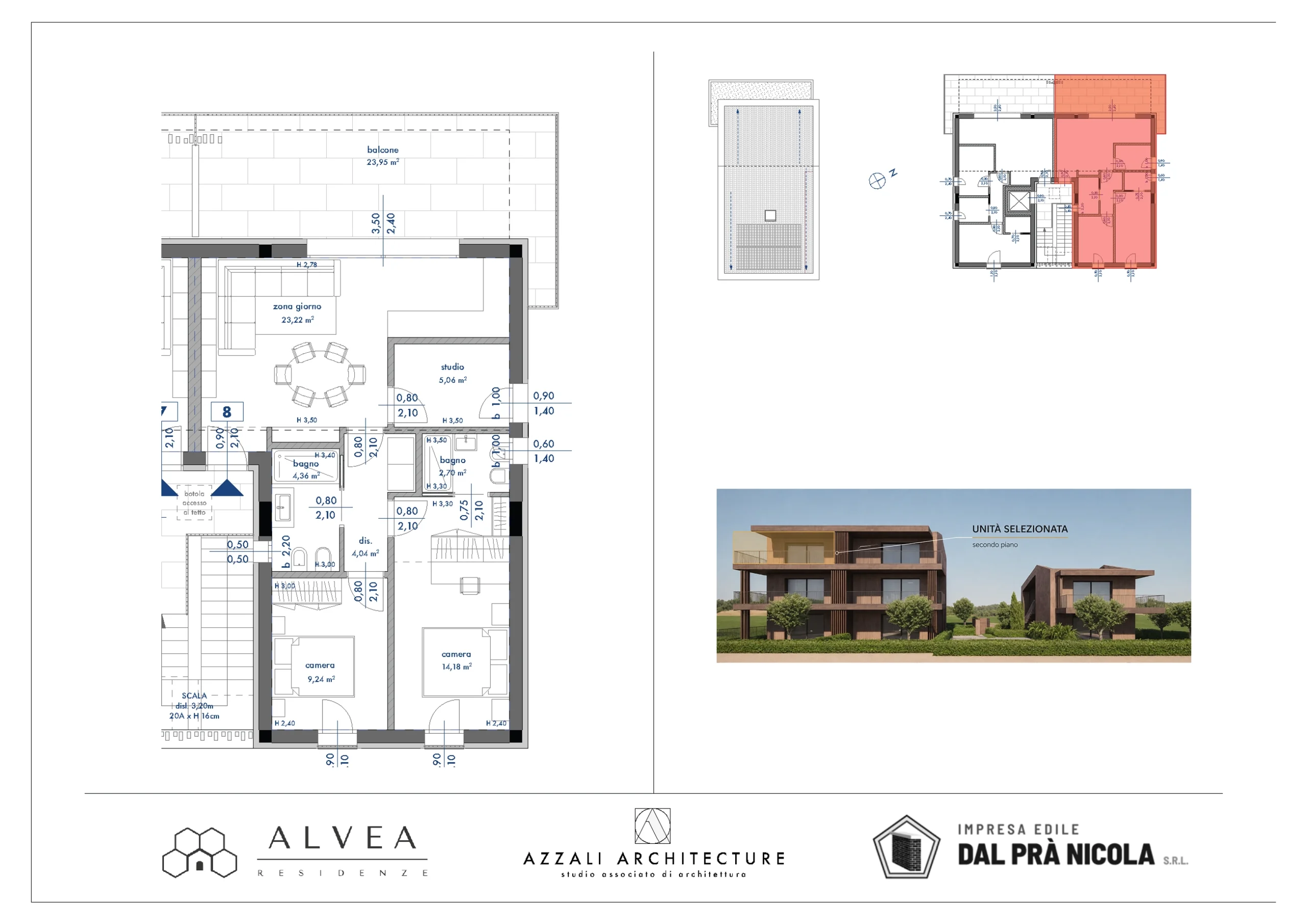 Planimetria appartamento 8 al secondo piano con ampio balcone, residenza Alvea San Martino della Battaglia